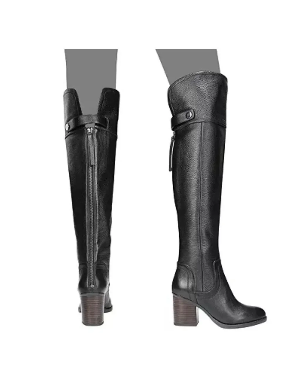 Franco Sarto Black Over-the-Knee leather Boots-size 7-EUC - Picture 9 of 15